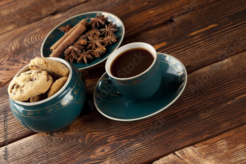 Coffee cup and cookies