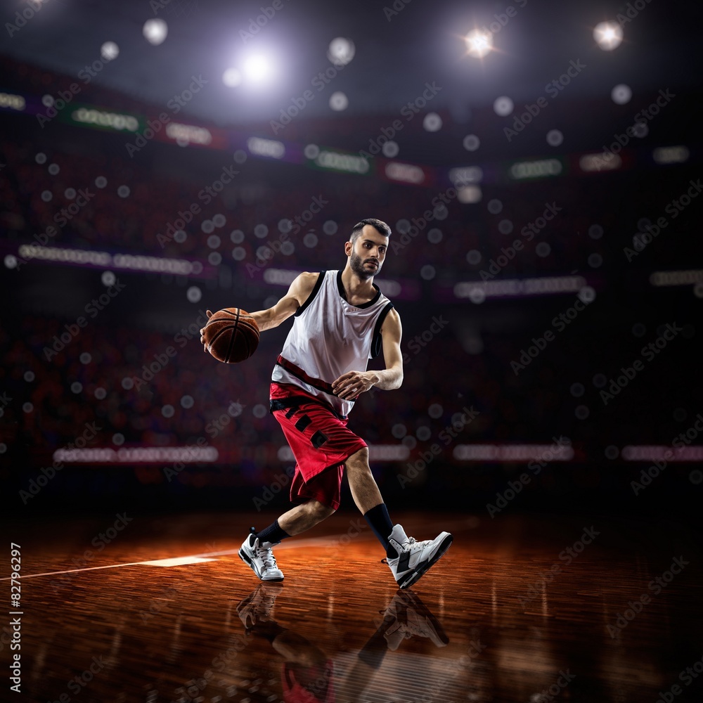 red Basketball player in action red Basketball player in action