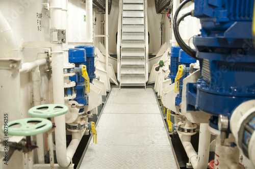 Industrial Interior of a modern cargo / offshore vessel ship