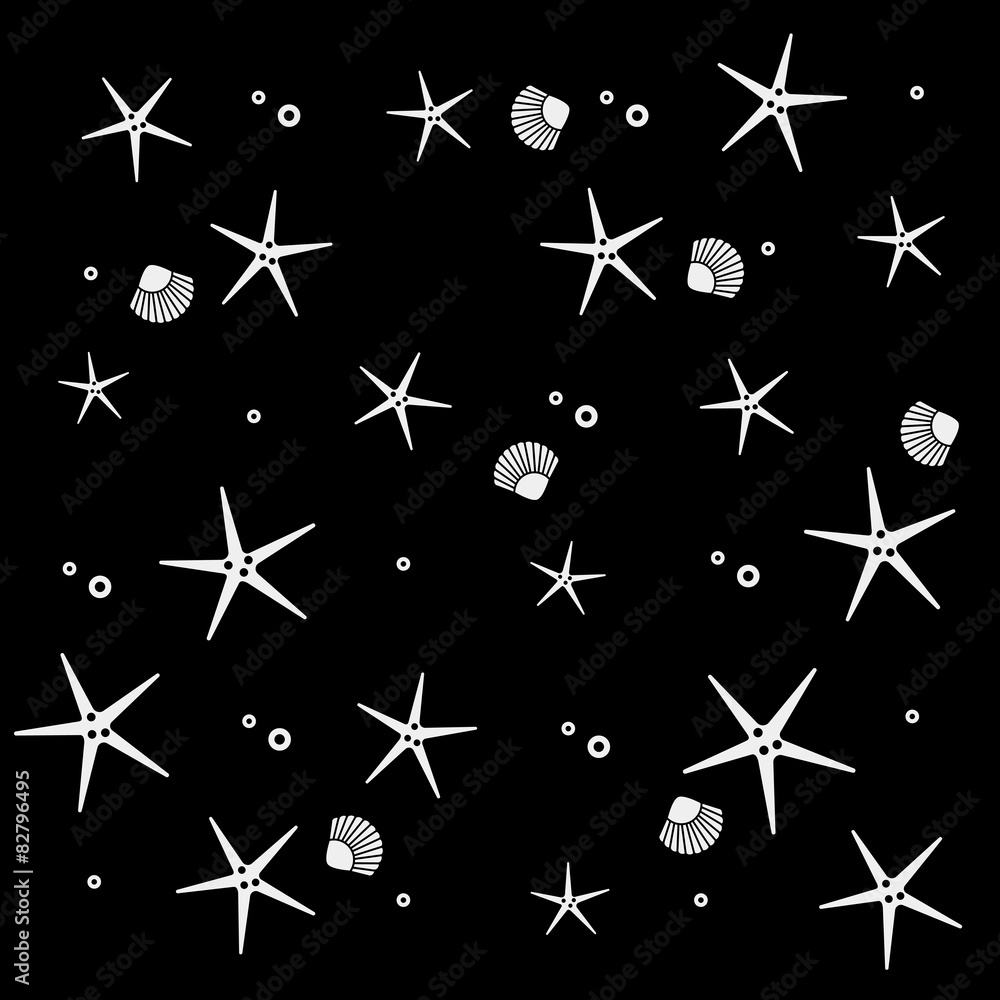 minimalistic vector holiday pattern, starfish and shell minimalistic vector holiday pattern, starfish and shell