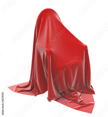 Chair covered with a red cloth