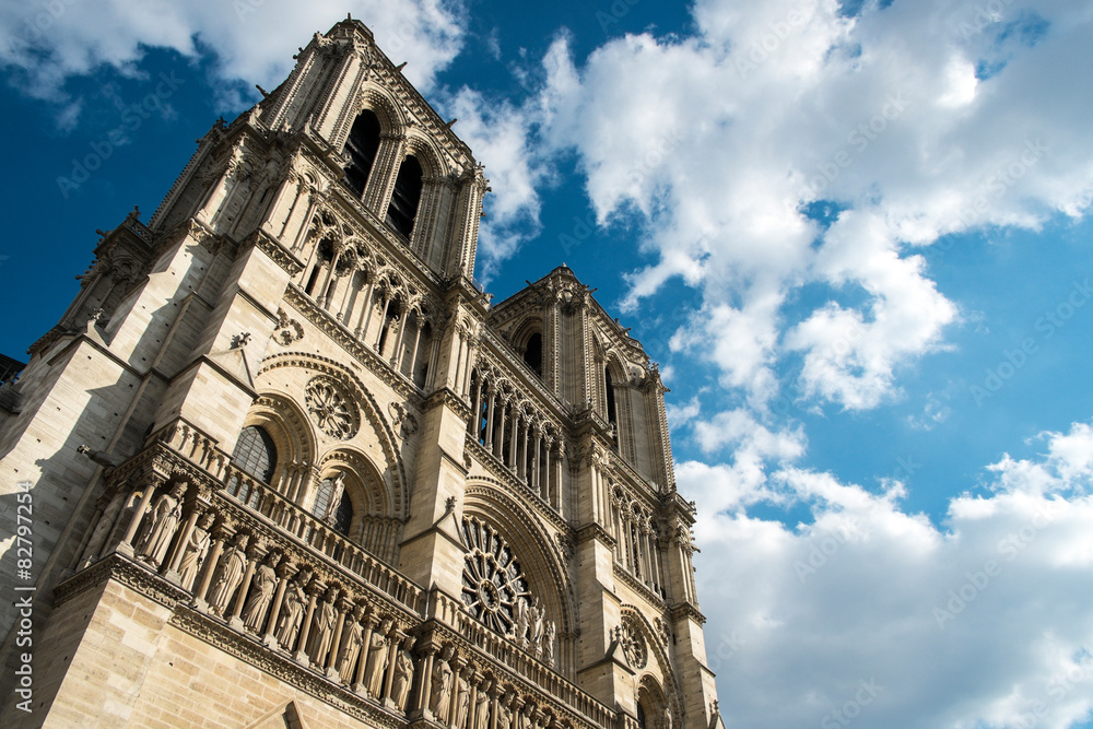 View of Notre Dame in Paris in France