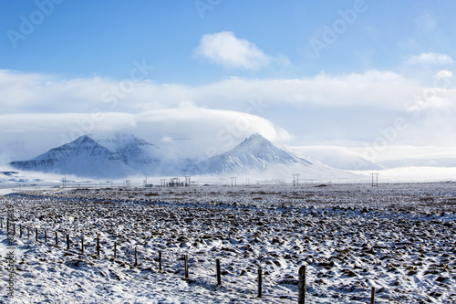 Snowy mountain landscape in Iceland