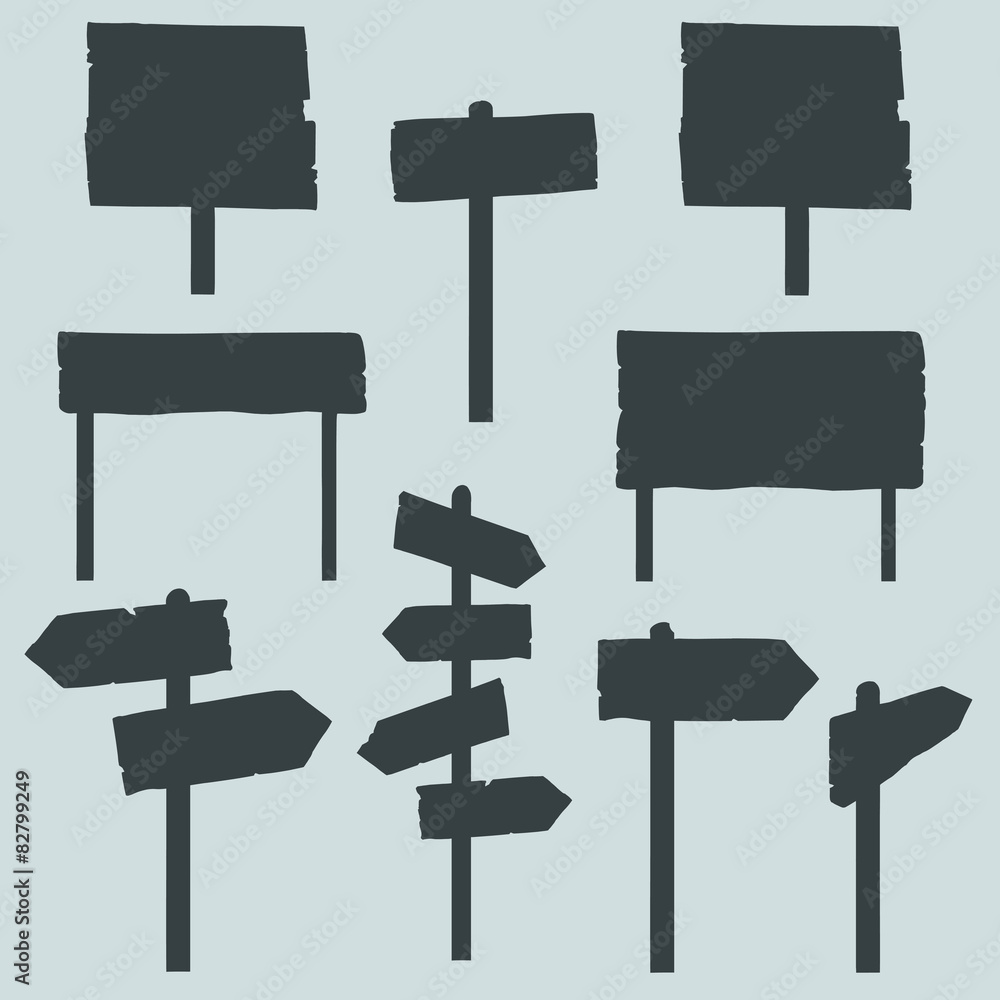 Vector Set of Signposts Silhouettes Vector Set of Signposts Silhouettes
