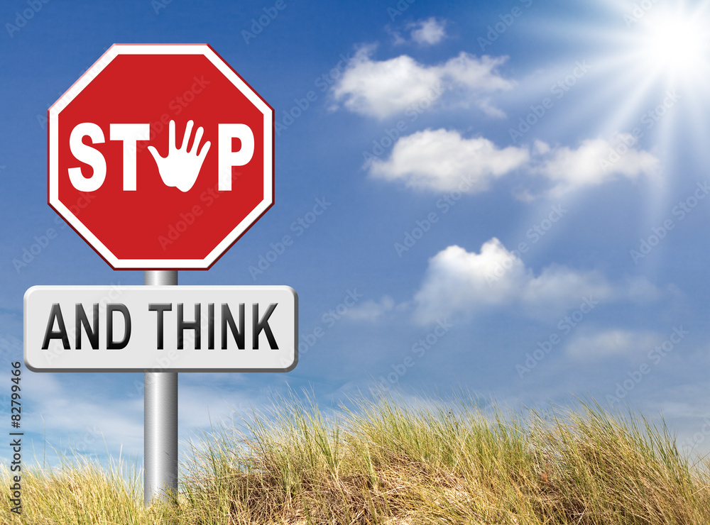 stop think act - obrazy, fototapety, plakaty 