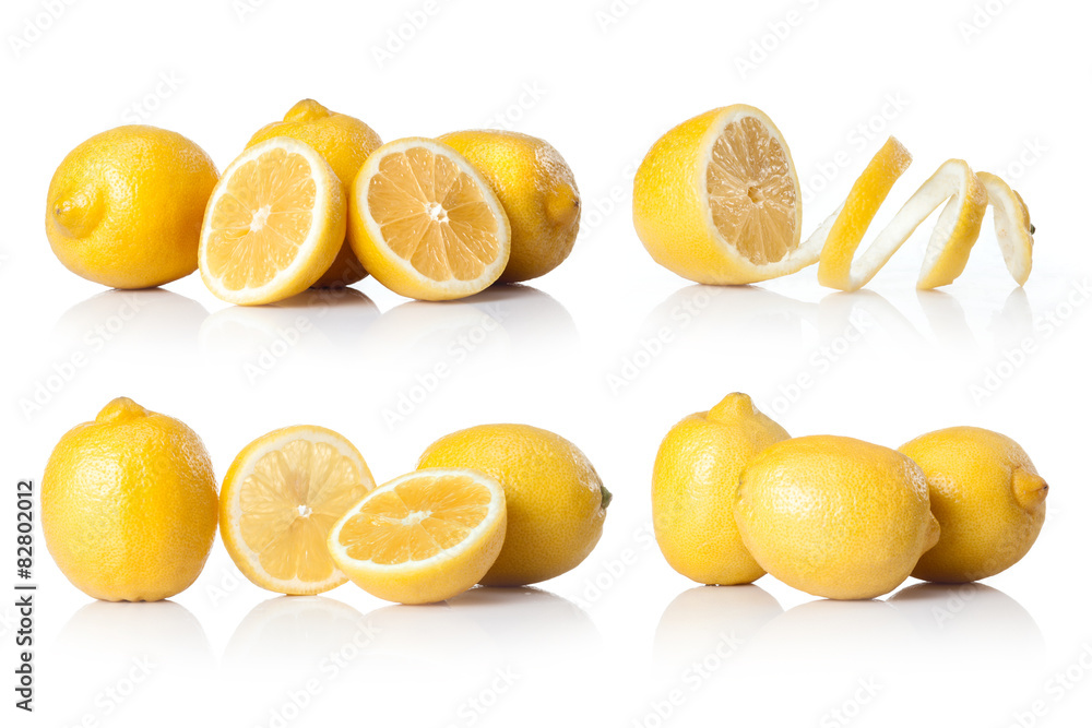 composite with yellow lemon  isolated on white background