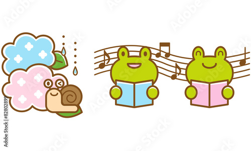 梅雨　あじさい　かえる