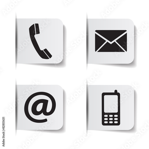 Contact Us Web Icons Paper Labels