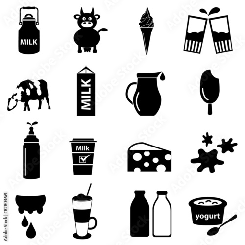 milk and milk product theme icons set eps10