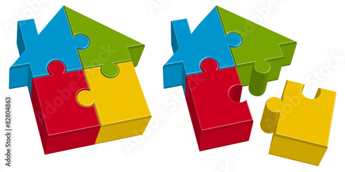 puzzle house with four parts