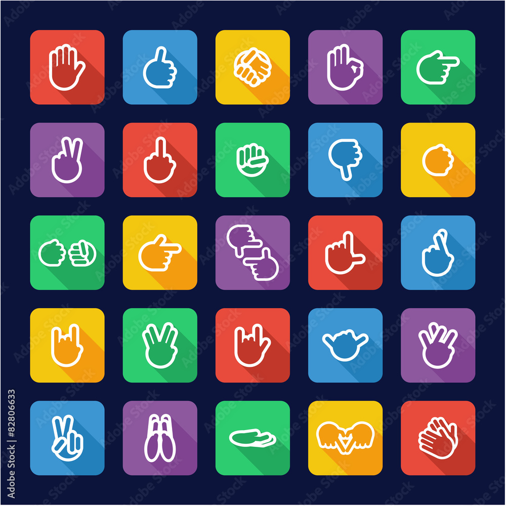 Hand Signs Icons Flat Design Hand Signs Icons Flat Design