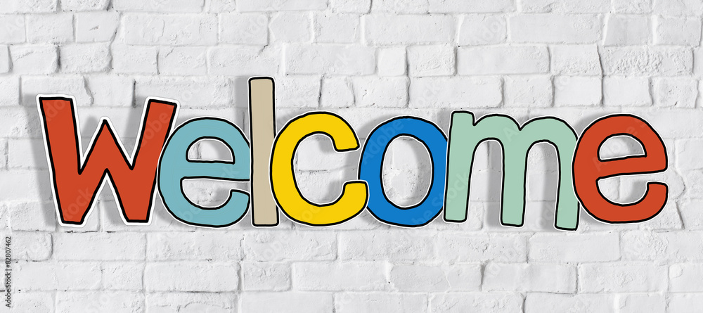 Welcome Word and Brick Wall in Background Stock Illustration | Adobe Stock