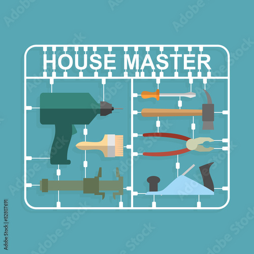 plastic model kits Construction tools. House master