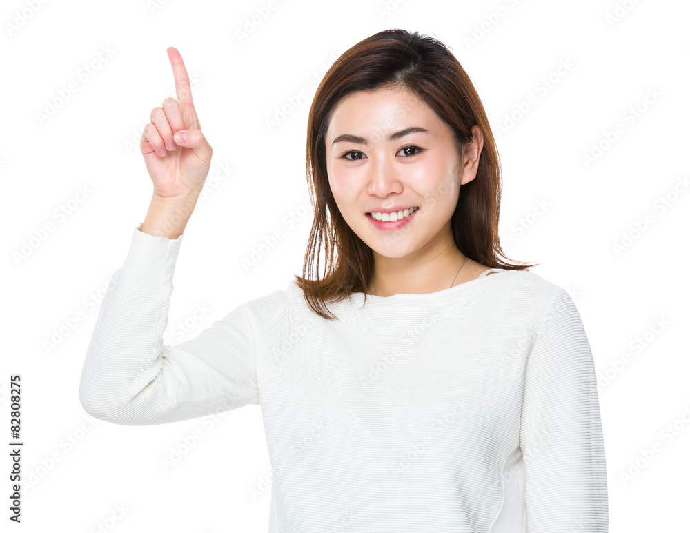 Woman with finger point up Woman with finger point up