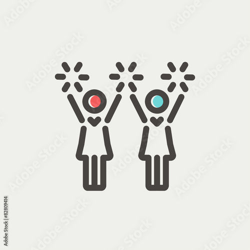 Cheerleaders thin line icon