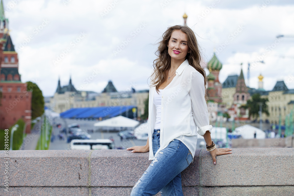 Young beautiful woman in Moscow