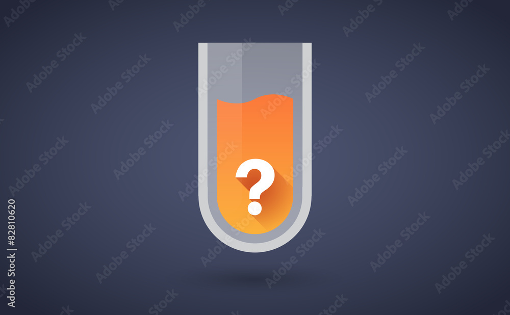 Orange chemical test tube icon with a question sign Orange chemical test tube icon with a question sign