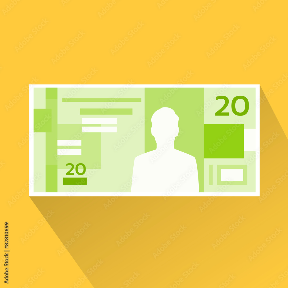 Brazilian Real Banknote Flat Design with Shadow Brazilian Real Banknote Flat Design with Shadow