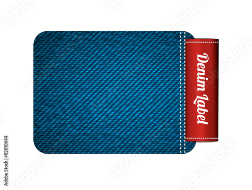 Denim jeans label, vector isolated on white
