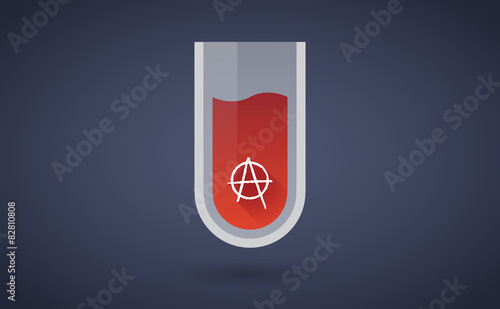 Red test tube icon with an anarchy sign