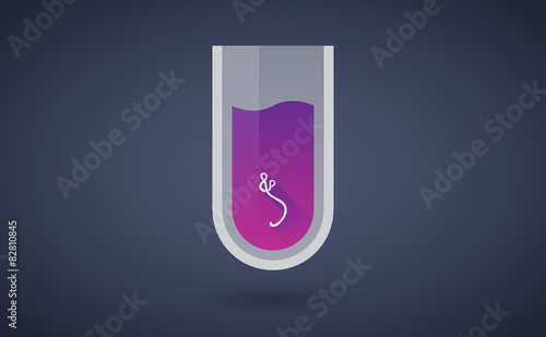 Purple chemical test tube icon with an ebola sign