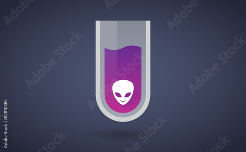 Purple chemical test tube icon with an alien face