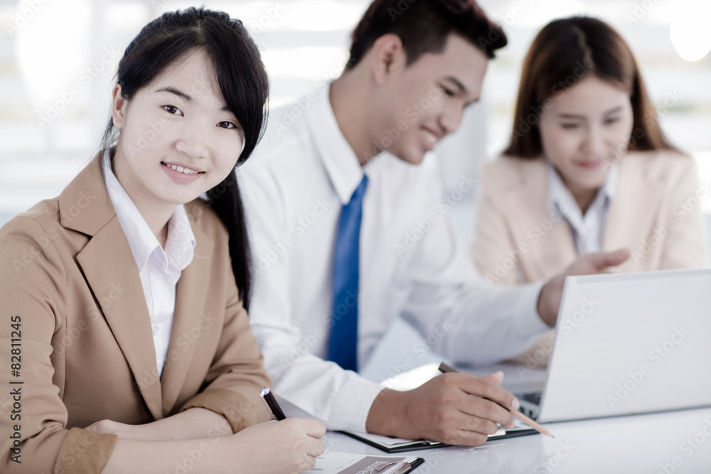 Business people discussing the charts and graphs showing the res Business people discussing the charts and graphs showing the res