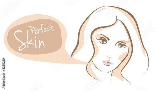 Perfect skin woman face, vector