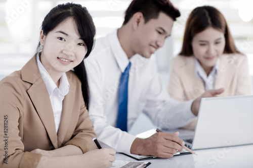 Business people discussing the charts and graphs showing the res