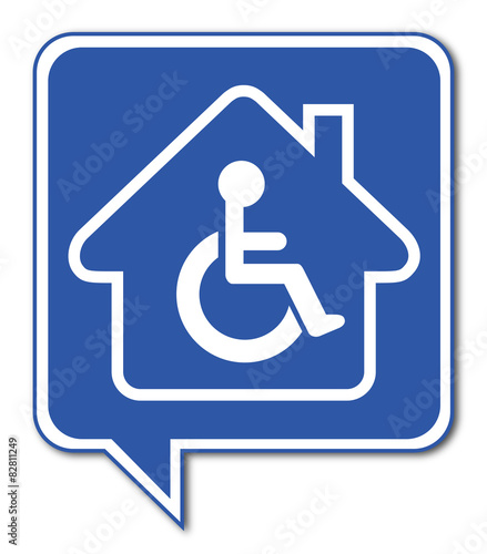 Logo maison et personne handicapée.
