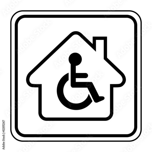 Logo maison et personne handicapée.