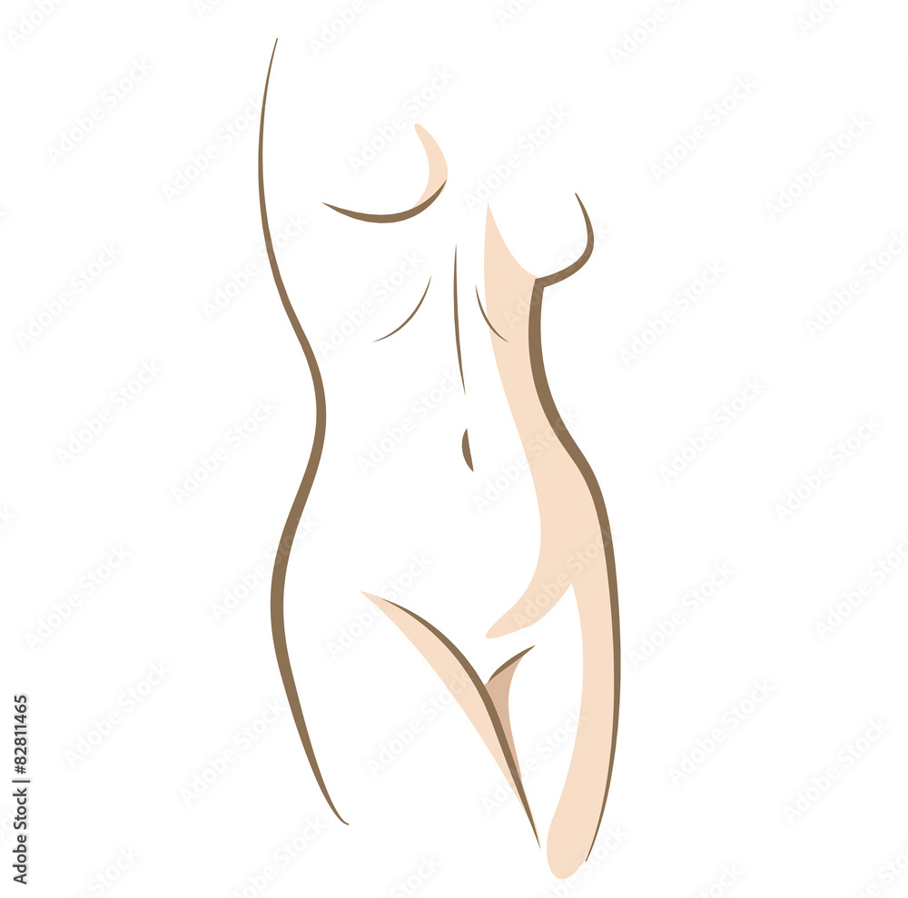 Close up woman body drawn in vector lines Close up woman body drawn in vector lines