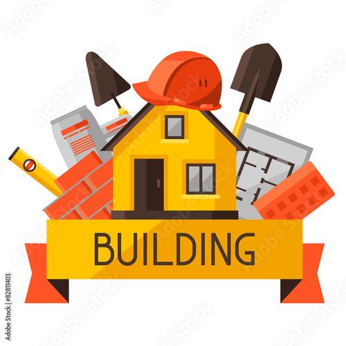 Industrial background design with housing construction objects