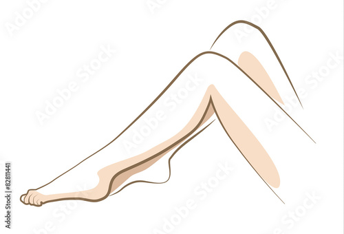Close up woman legs drawn in vector lines