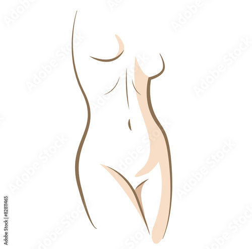 Close up woman body drawn in vector lines