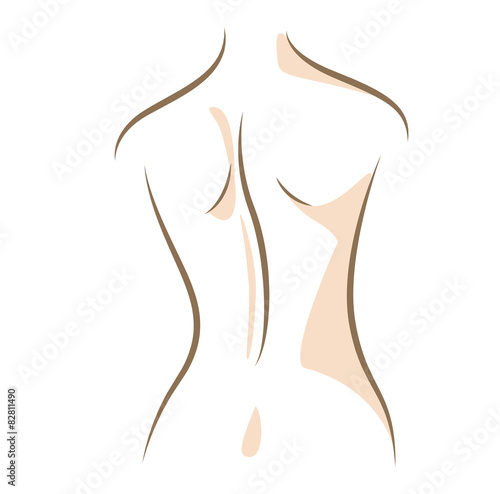 Close up woman back drawn in vector lines