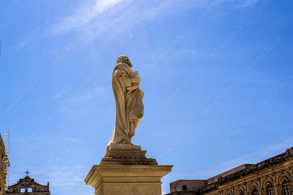 Statue of Saint Paul at the Siracusa Cathedral, Sicily, Italy