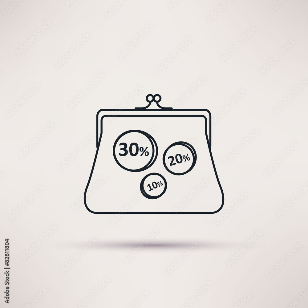 Icon purse, isolated vector object Icon purse, isolated vector object