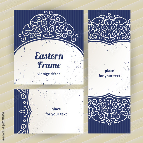 Obraz na plátne Vintage ornate cards with Eastern elements.