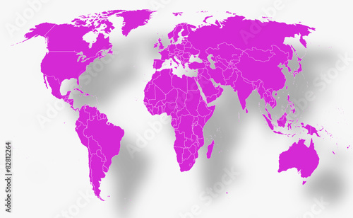 Weltkarte in Rosafarbe