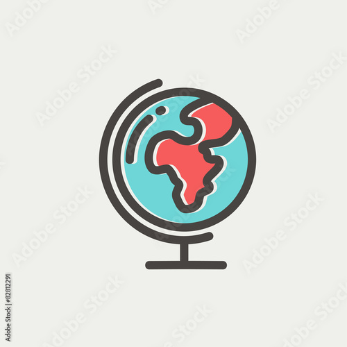 World globe with stand thin line icon
