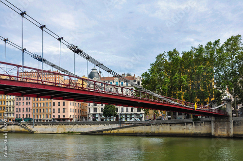 Saone river from the bridge Saint-Vincent, Lyon, France photo