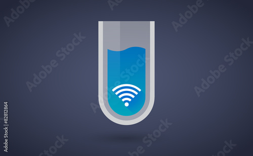 Blue chemical test tube icon with a radio signal