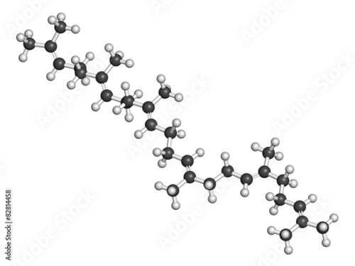 Squalene natural hydrocarbon molecule. 