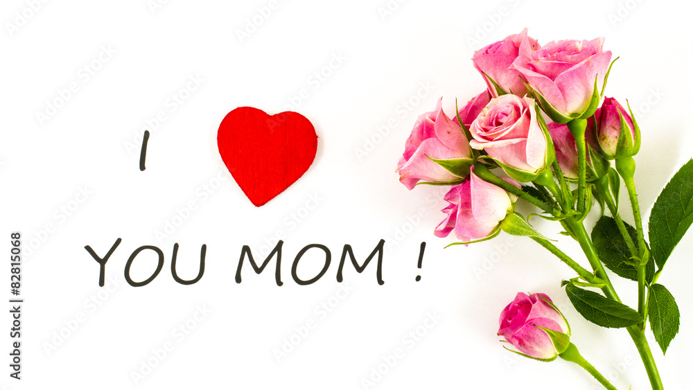 I love you mom with rose flower I love you mom with rose flower