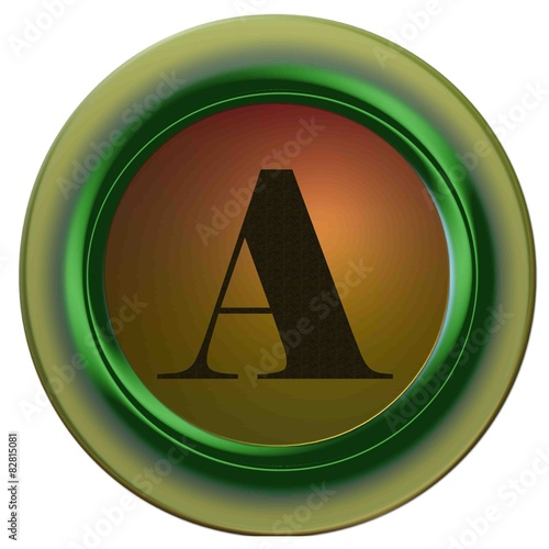 Lettre A noire rond vert