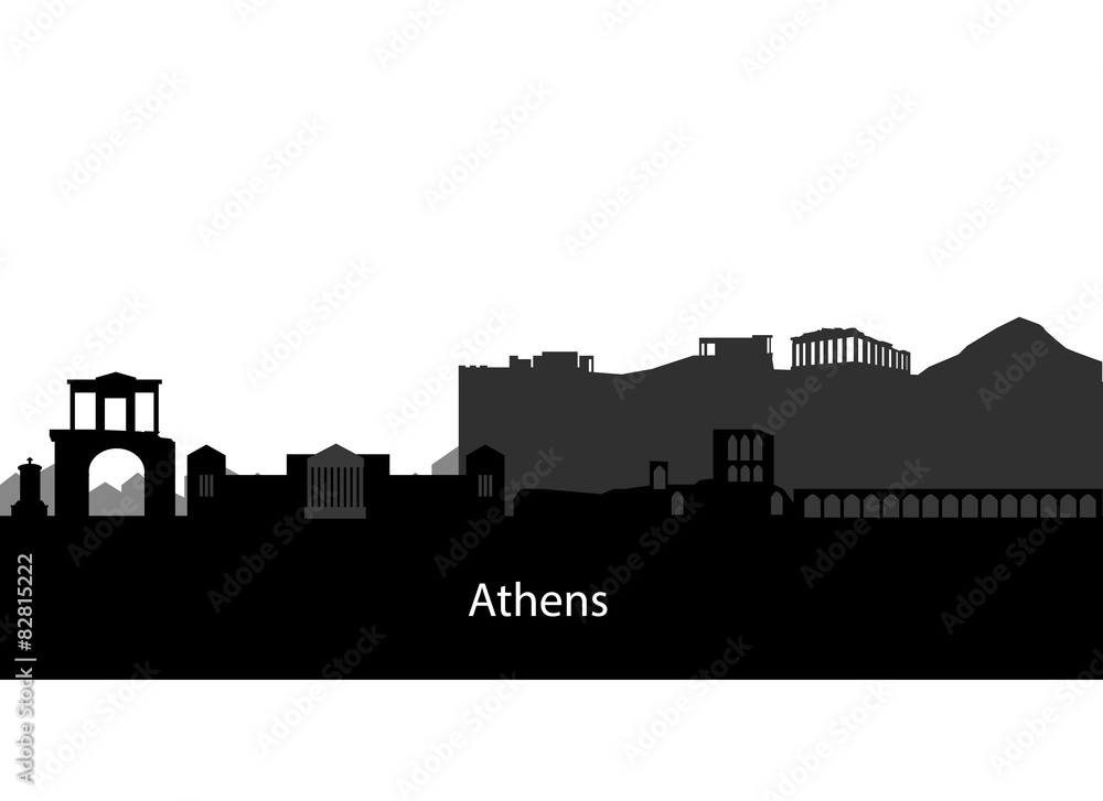 Athens Greece Skyline Silhouette Black design, vector illustrati