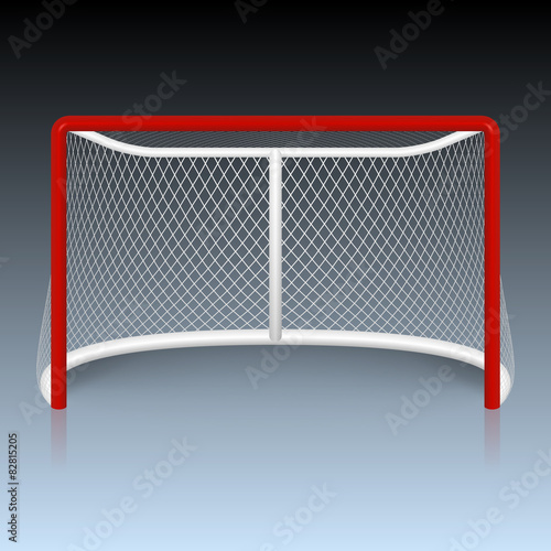 Vector red hockey goal, net.