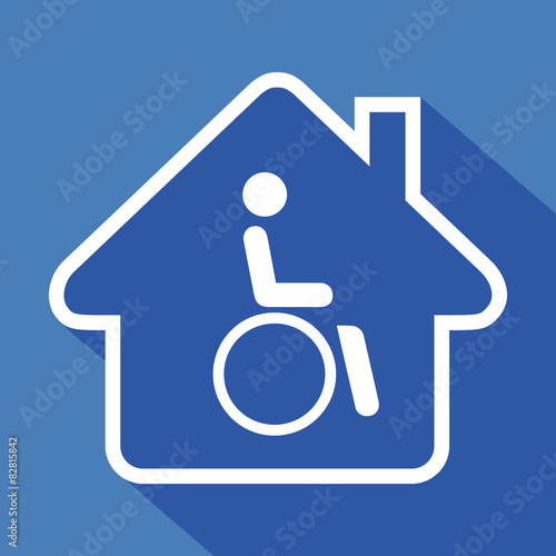 Logo maison et personne handicapée.