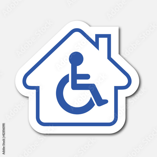 Logo maison et personne handicapée.